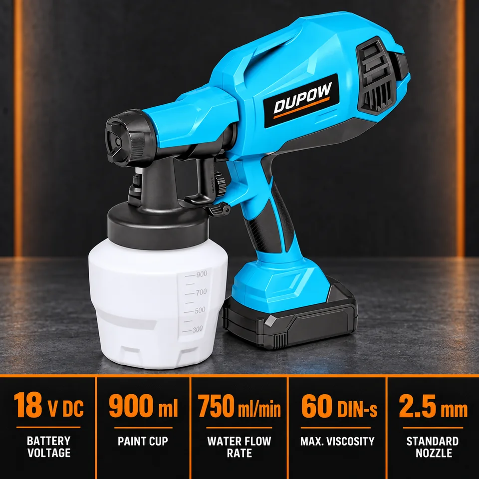 18V 900 ml Cordless Paint Sprayer — Performance and specification reference