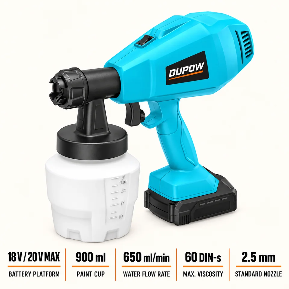 20V Max 900 ml Cordless Paint Sprayer — Performance and specification reference
