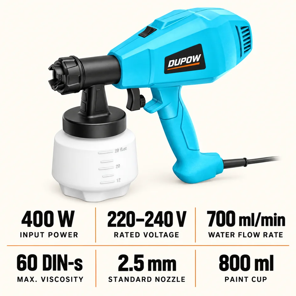 400W 800 ml Electric Paint Sprayer — Performance and specification reference