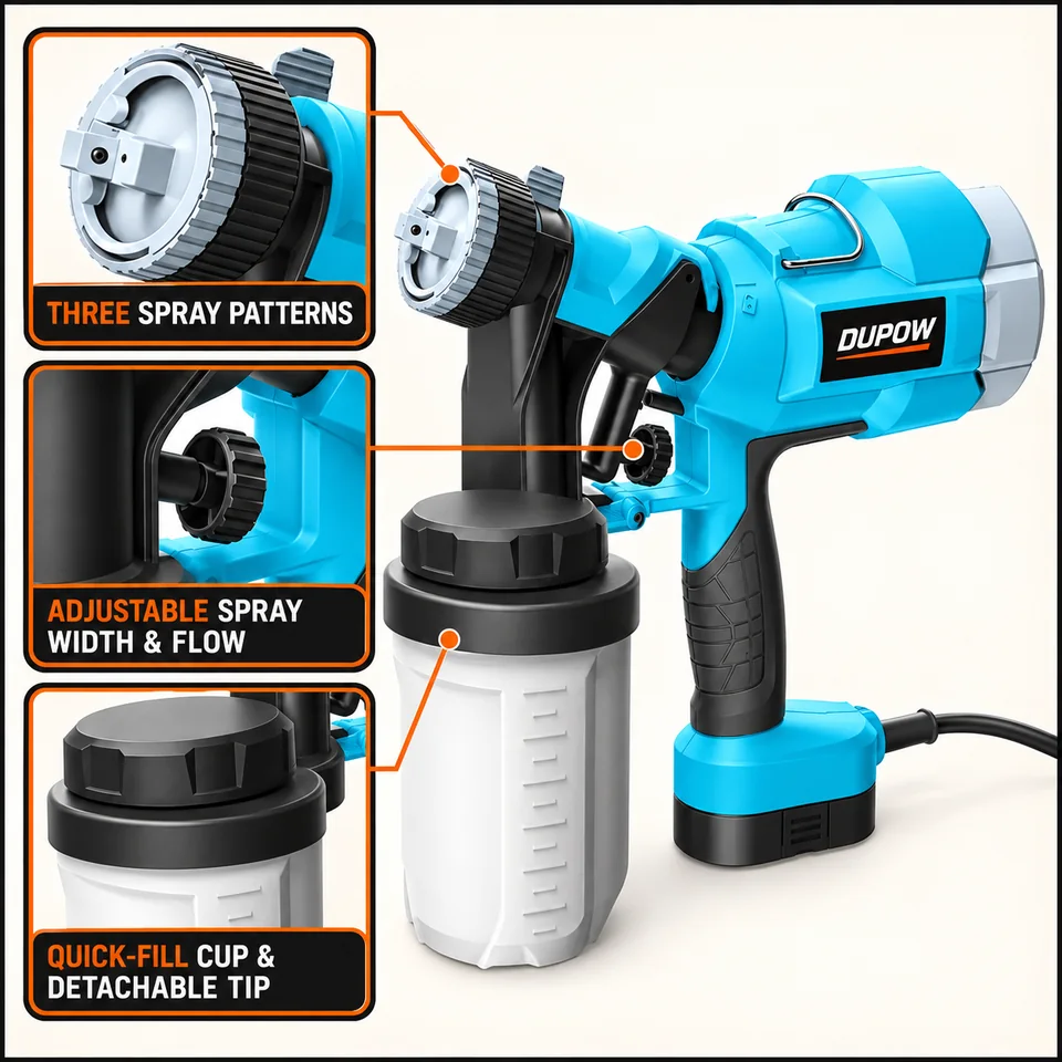 400W 900/1200 ml HVLP Paint Sprayer — Feature details